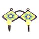 Yellow Navy Blue Flower Tiles Hooks